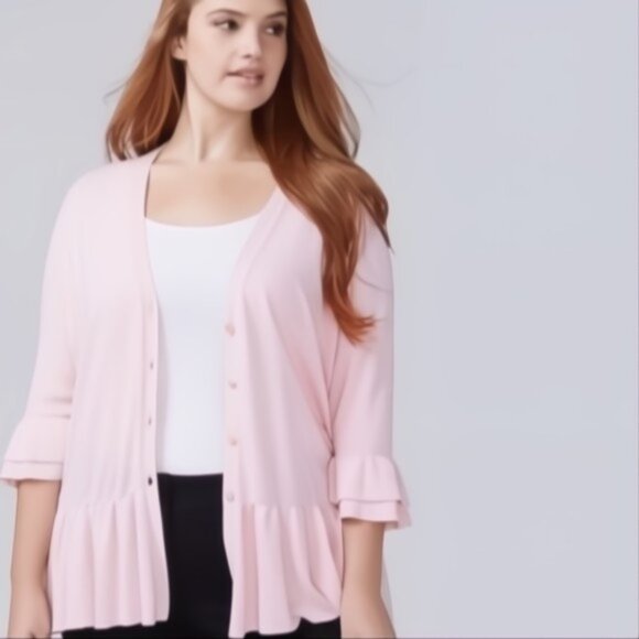 Lane Bryant Ruffle Sleeve Cardigan Sweater 26/28 - Picture 1 of 2